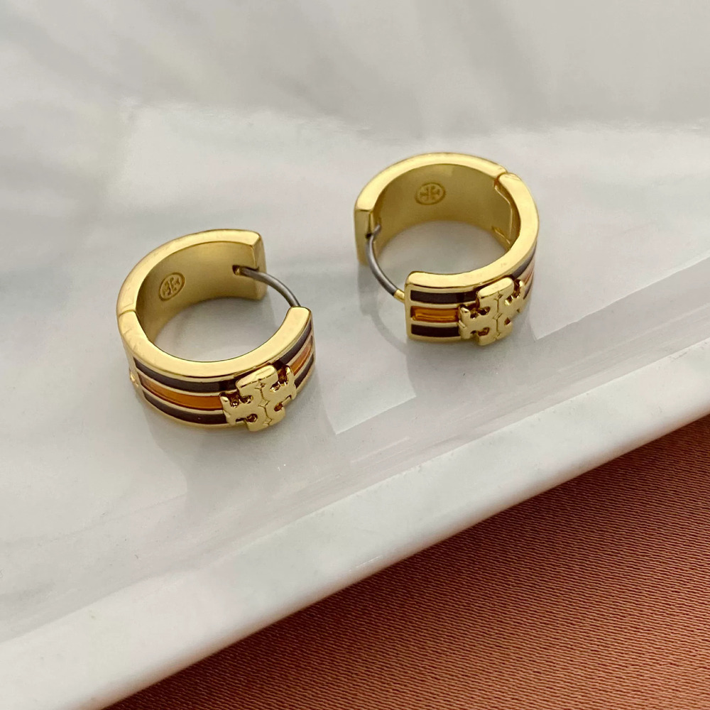 Tory Burch Enamel Letter Earrings Metal
